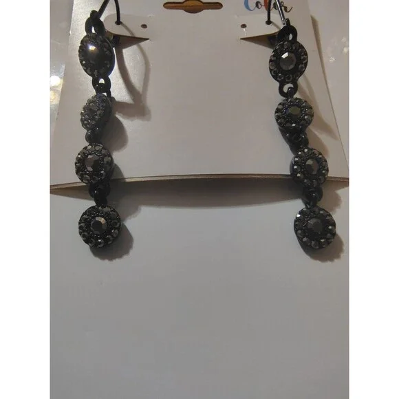 Mixit Color Black Drop Dangle  Earrings Approx 2" - Picture 3 of 3